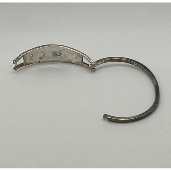 Vintage Taxco MX Silver-Tone & Abalone Inlay Cuff Bracelet Size 6.5 - Picture 2 of 9